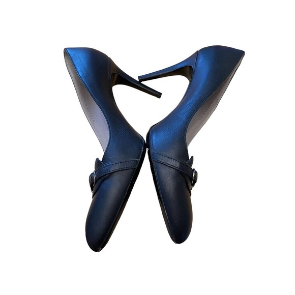 BALENCIAGA Paris Black Leather Stiletto Knife Heels Pumps EU 41 Buckle Point Toe - Picture 5 of 9